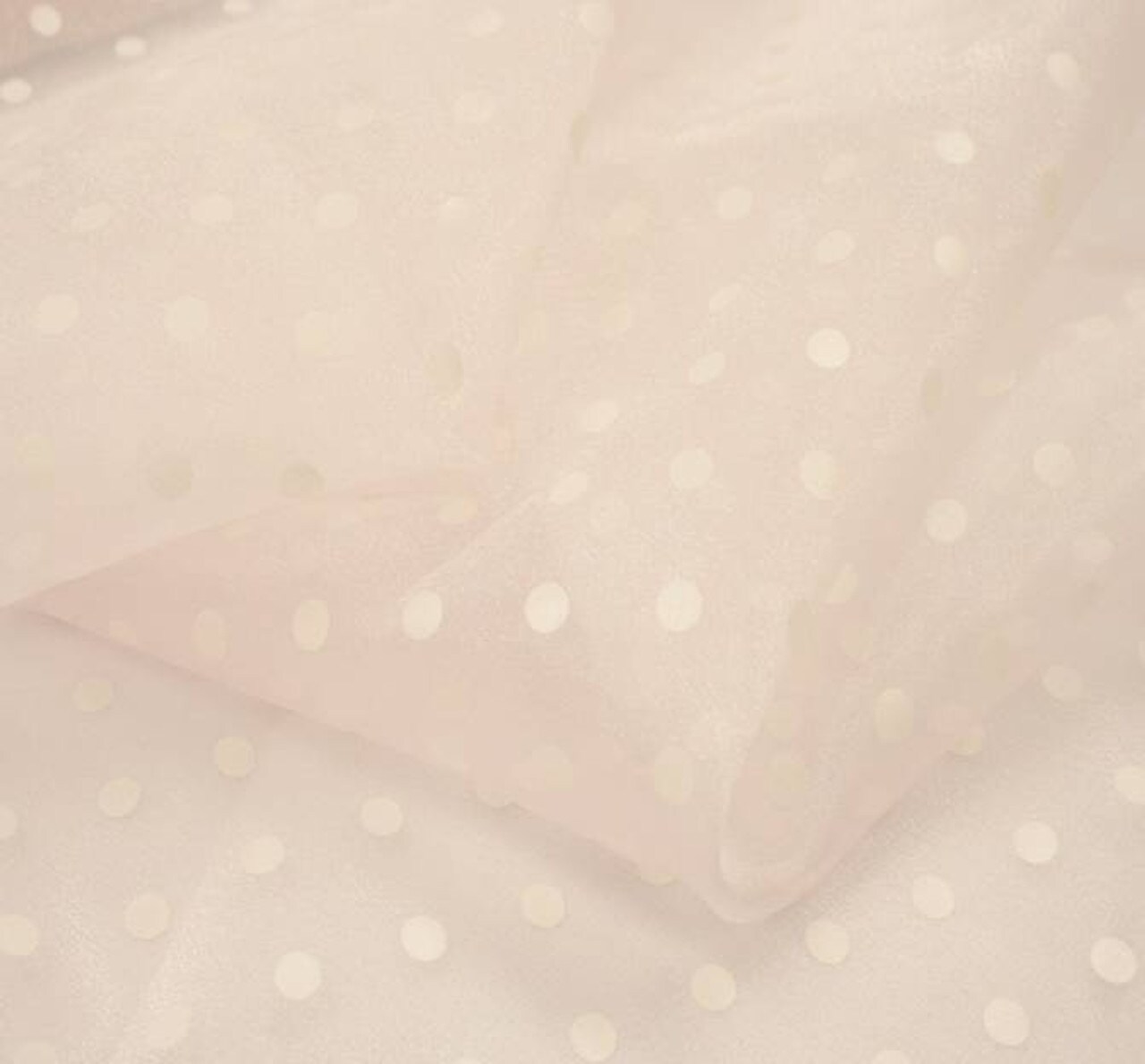 1 Yard Pink Crystal Organza with White Dots Apparel Fabric 58/59" Wide